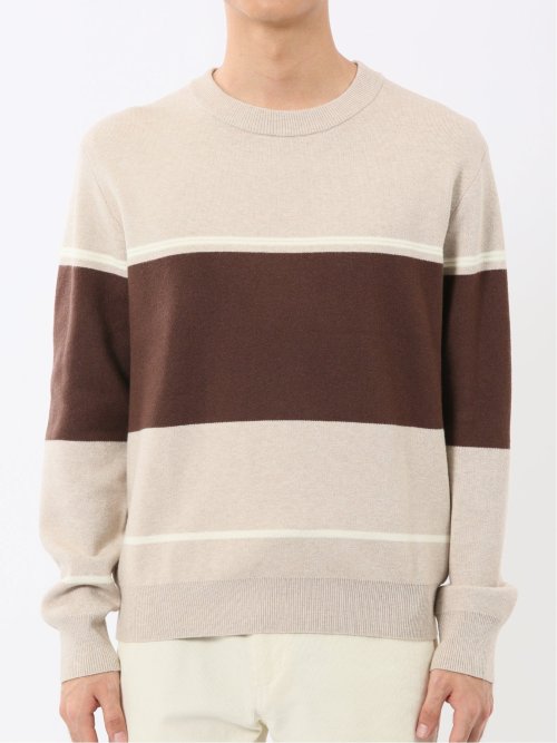 ウォッシャブル ストレッチ 配色切替 クルーニット