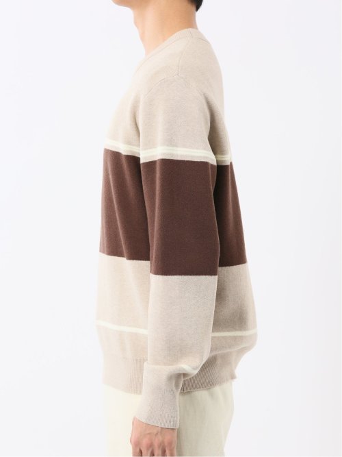 ウォッシャブル ストレッチ 配色切替 クルーニット