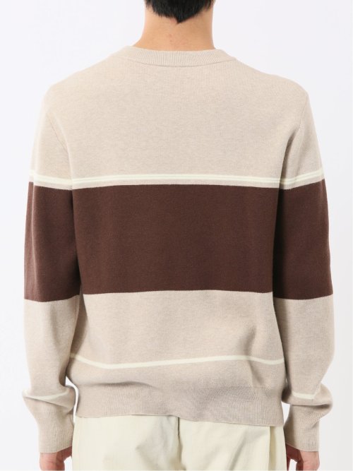 ウォッシャブル ストレッチ 配色切替 クルーニット