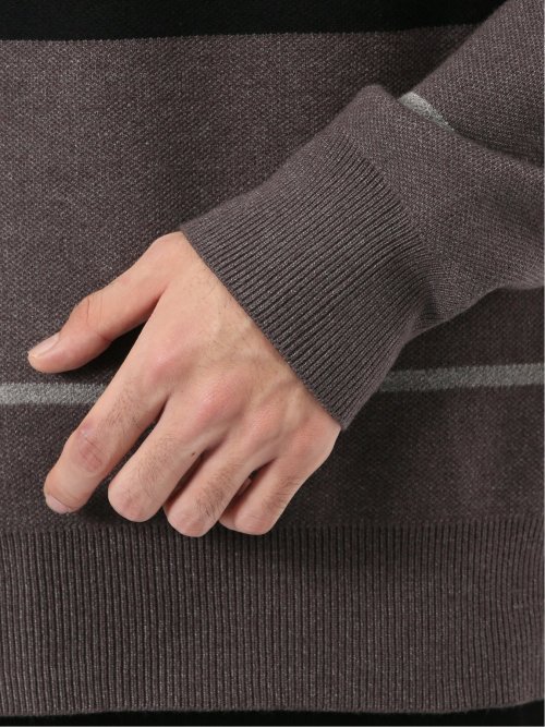 ウォッシャブル ストレッチ 配色切替 クルーニット