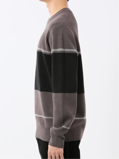 ウォッシャブル ストレッチ 配色切替 クルーニット