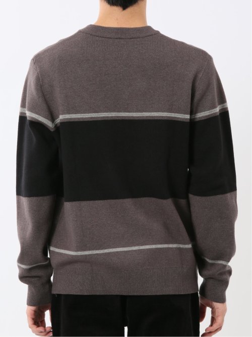 ウォッシャブル ストレッチ 配色切替 クルーニット