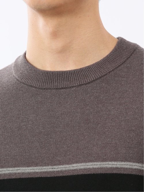 ウォッシャブル ストレッチ 配色切替 クルーニット