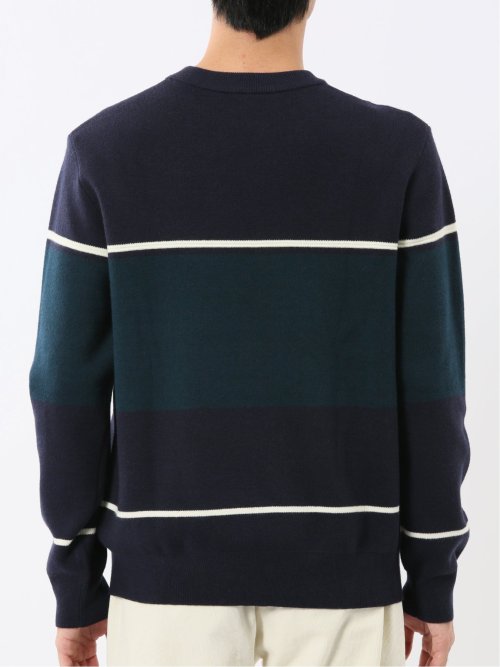 ウォッシャブル ストレッチ 配色切替 クルーニット