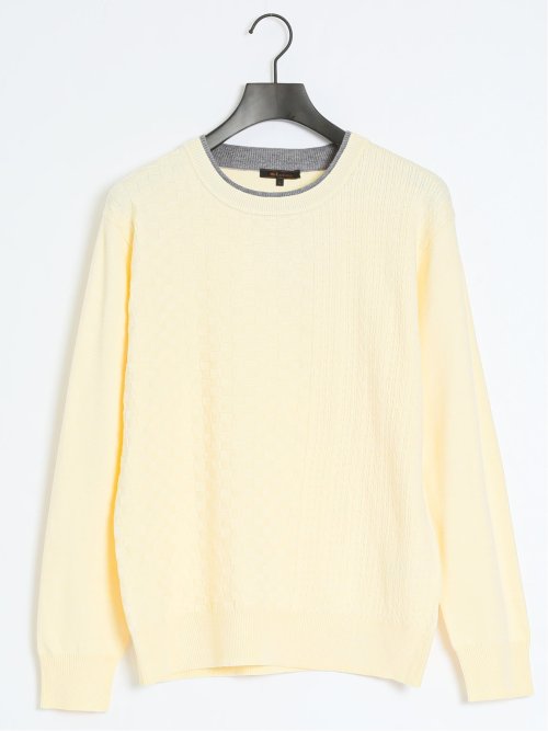 ストレッチウォッシャブル ふわもち編地MIX クルーニット