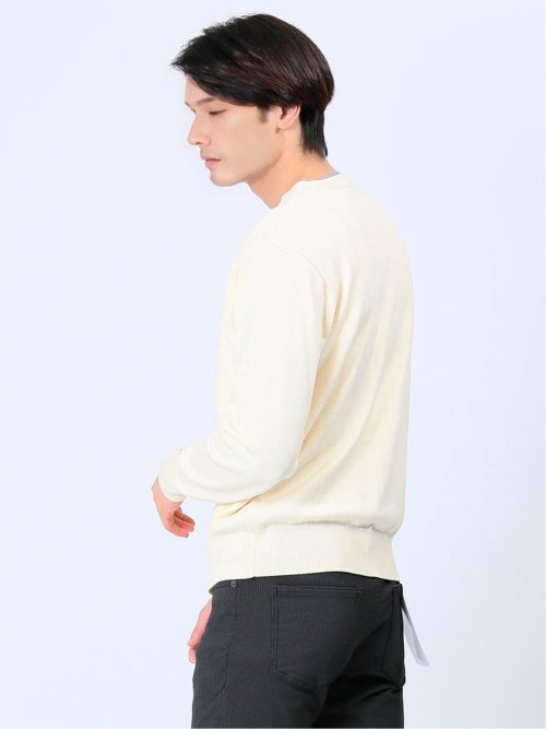 ストレッチウォッシャブル ふわもち編地MIX クルーニット