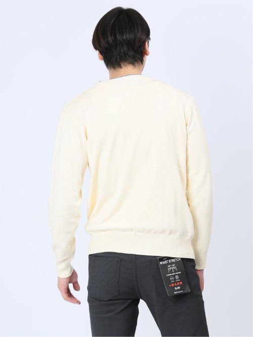 ストレッチウォッシャブル ふわもち編地MIX クルーニット