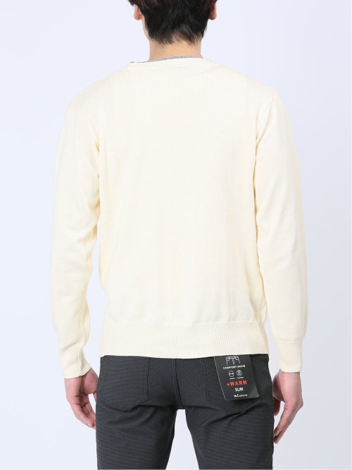 ストレッチウォッシャブル ふわもち編地MIX クルーニット