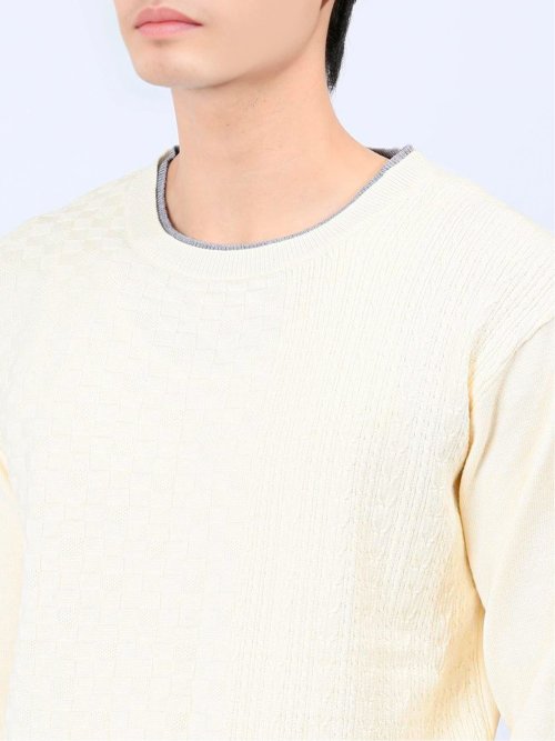 ストレッチウォッシャブル ふわもち編地MIX クルーニット