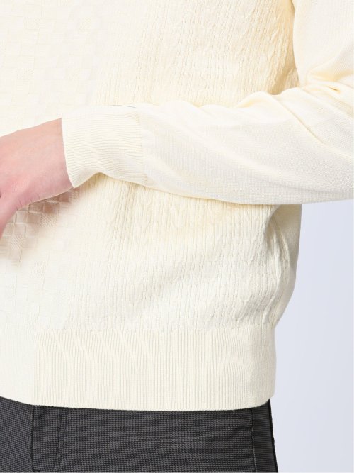 ストレッチウォッシャブル ふわもち編地MIX クルーニット