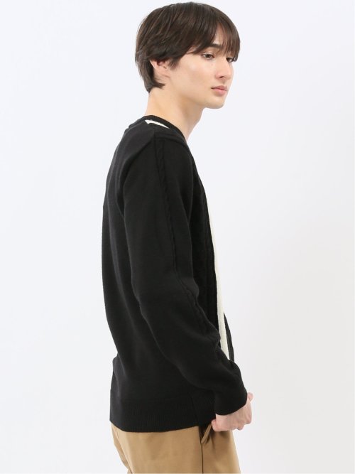 ウォッシャブル ストレッチ 編地切替 クルーニット