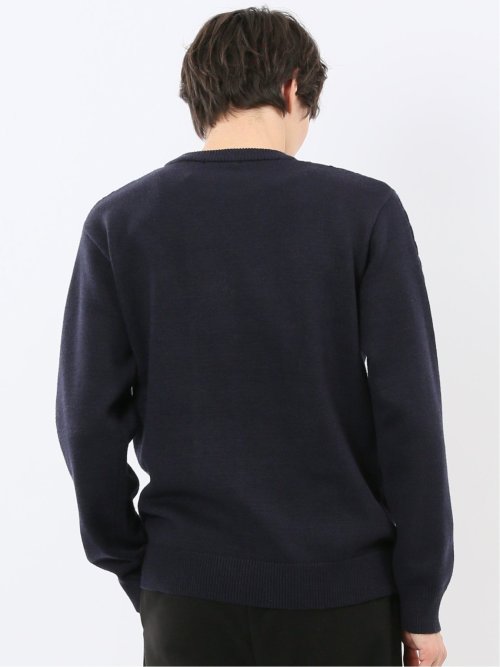 ウォッシャブル ストレッチ 編地切替 クルーニット