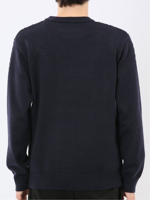 ウォッシャブル ストレッチ 編地切替 クルーニット