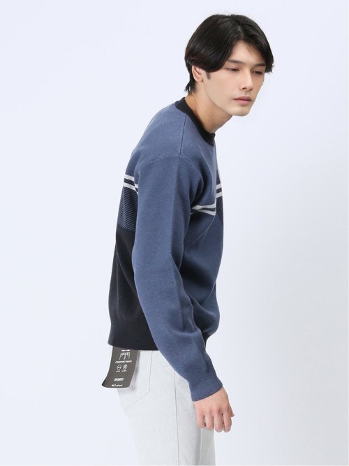 ストレッチウォッシャブル ふわもち配色チェック柄 クルーニット