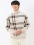 ウォッシャブル ストレッチ チェック柄 タートルニット