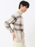 ウォッシャブル ストレッチ チェック柄 タートルニット