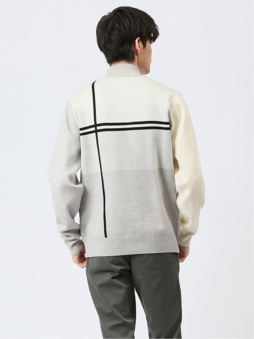 ふわもち 配色 モックネックニット