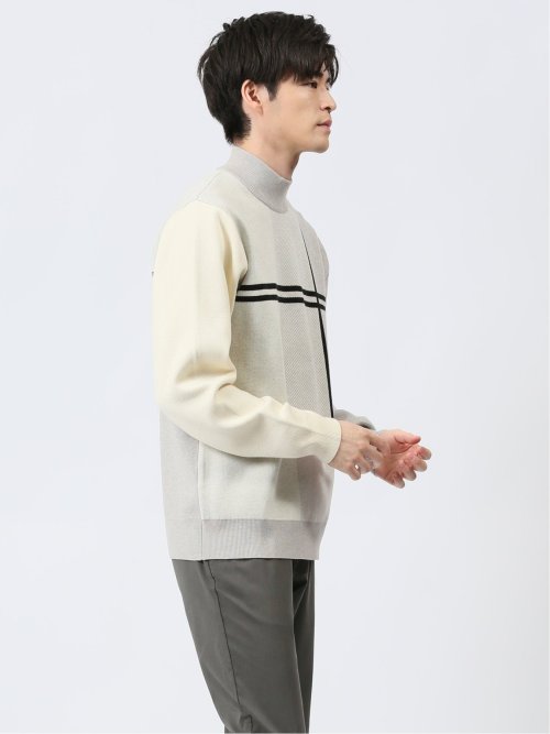 ふわもち 配色 モックネックニット