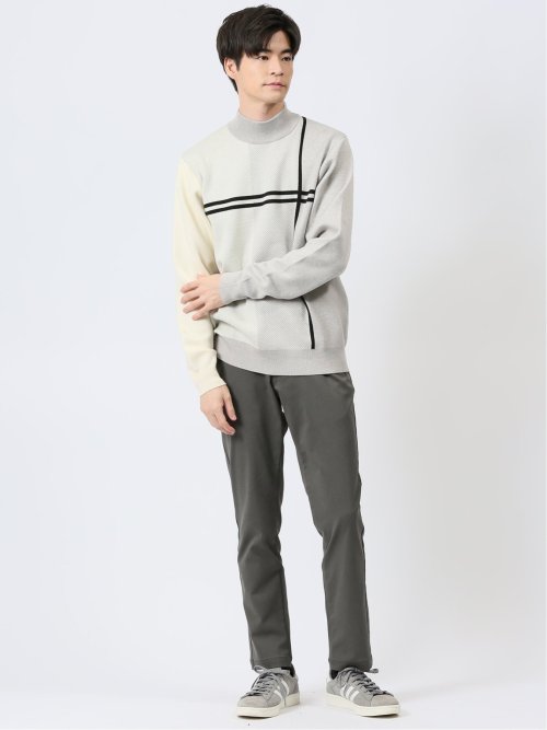 ふわもち 配色 モックネックニット