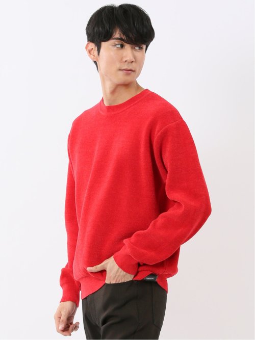 ハンドウォッシャブル ストレッチ シェニールヤーン クルーニット