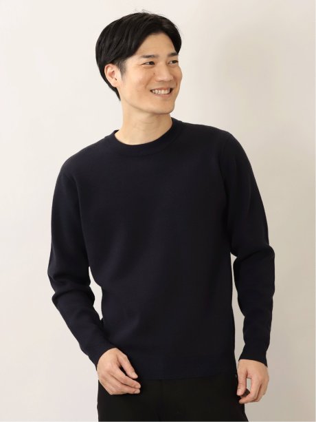 クロスストレッチ クルーネックニット