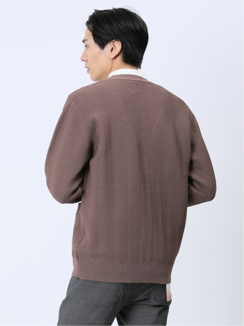 エステルヘリンボン Vネック ニットカーディガン