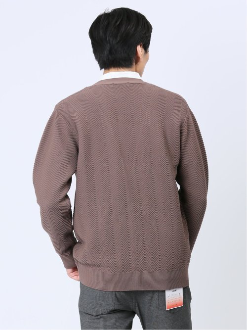 エステルヘリンボン Vネック ニットカーディガン