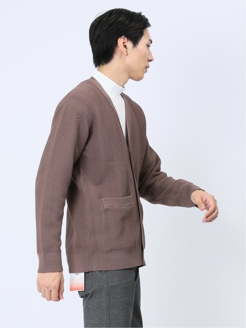 エステルヘリンボン Vネック ニットカーディガン