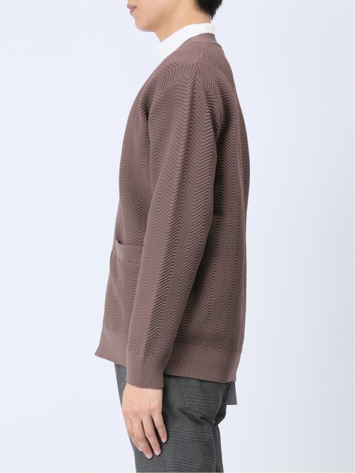 エステルヘリンボン Vネック ニットカーディガン