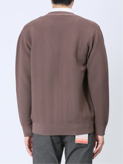 エステルヘリンボン Vネック ニットカーディガン