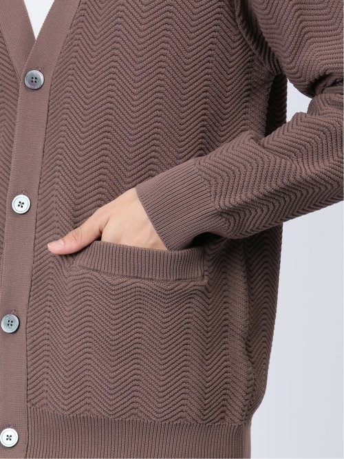 エステルヘリンボン Vネック ニットカーディガン