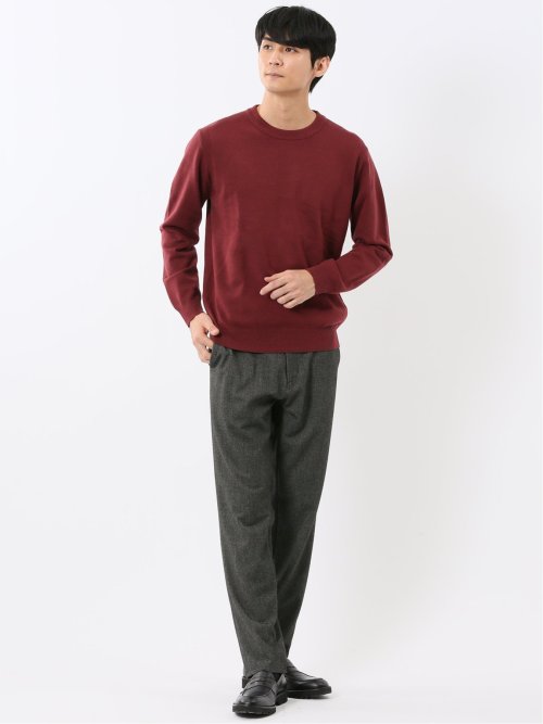 ウォッシャブル ストレッチ 天竺 クルーニット