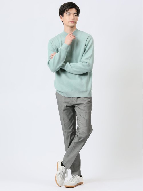 クロスストレッチ 天竺 モックネックニット