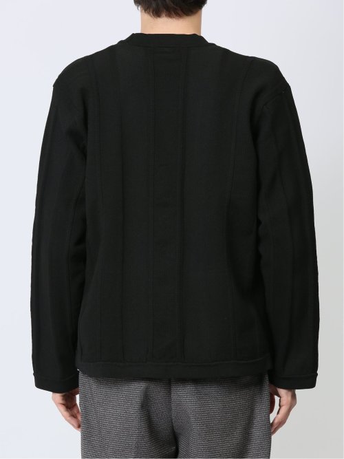 ノーカラー ニットカーディガン