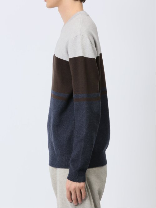 クロスストレッチ パネルボーダー クルーニット