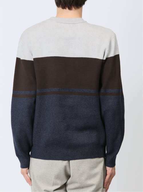 クロスストレッチ パネルボーダー クルーニット