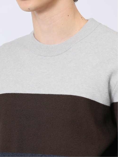 クロスストレッチ パネルボーダー クルーニット