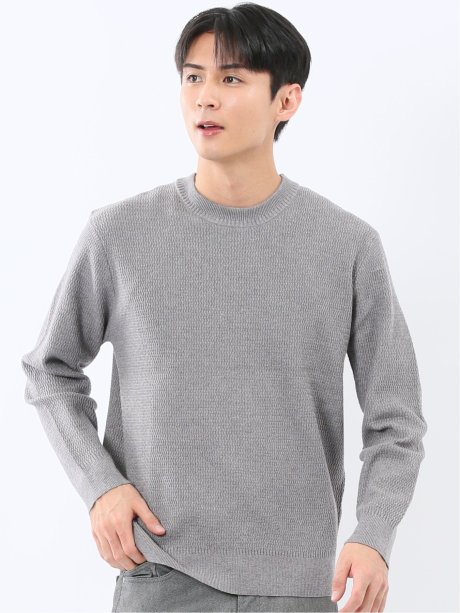 ウォッシャブル ストレッチ 鹿の子 クルーニット