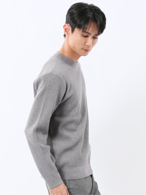 ウォッシャブル ストレッチ 鹿の子 クルーニット