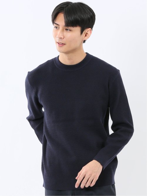 ウォッシャブル ストレッチ 鹿の子 クルーニット(M 05黒): トップス