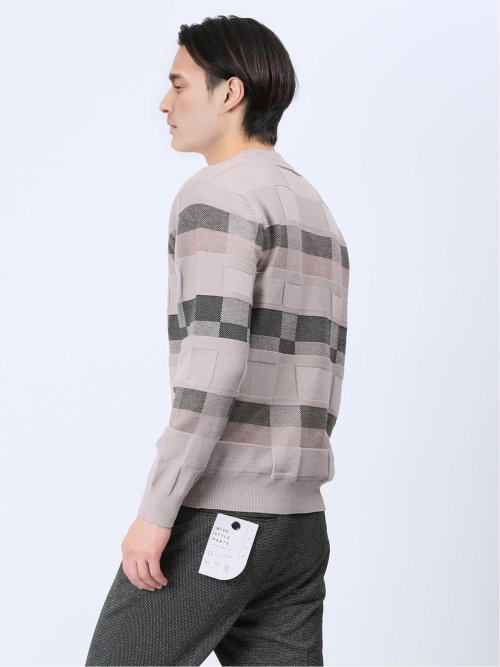 クロスストレッチ ギミックボーダー クルーニット