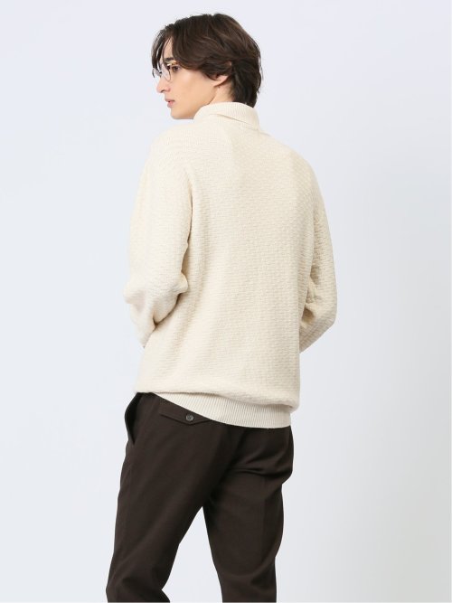 クロスストレッチ ジャガード タートルニット