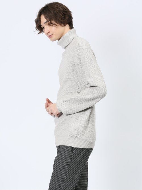 クロスストレッチ ジャガード タートルニット