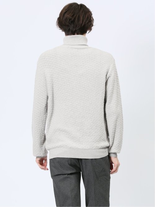 クロスストレッチ ジャガード タートルニット