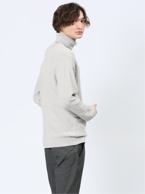 クロスストレッチ ジャガード タートルニット