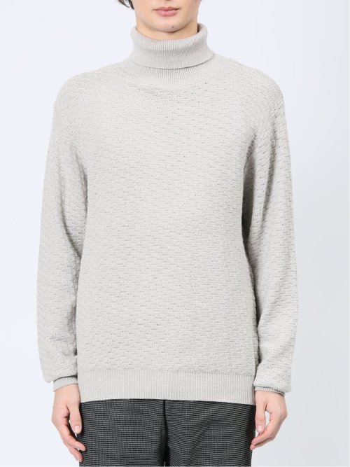 クロスストレッチ ジャガード タートルニット