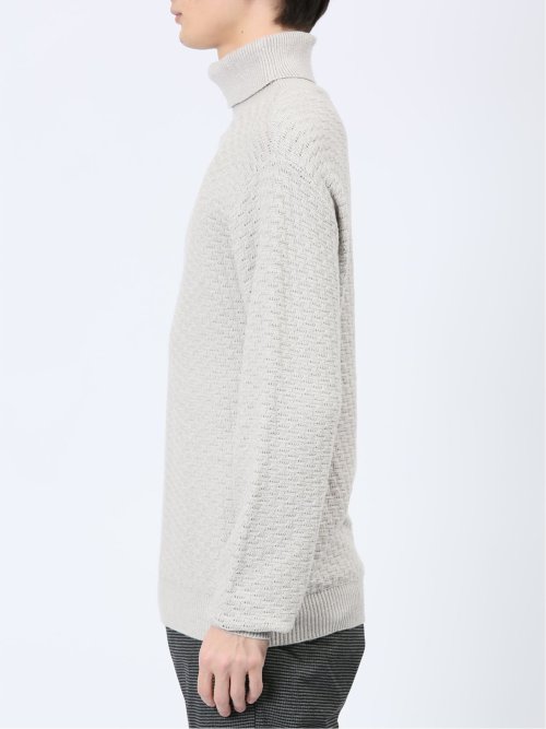 クロスストレッチ ジャガード タートルニット