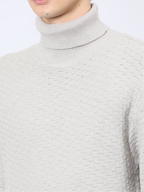 クロスストレッチ ジャガード タートルニット