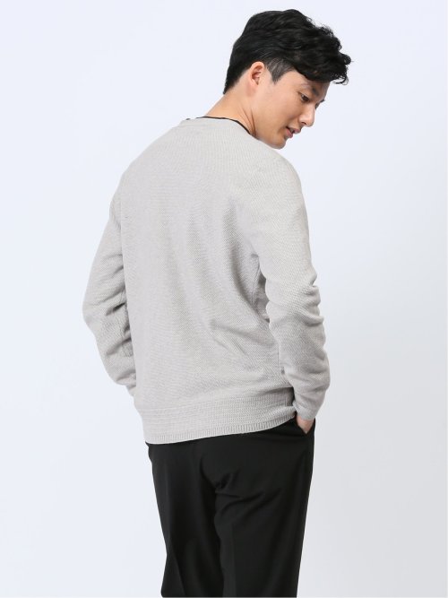 クロスストレッチ Vネック ニットカーディガン(S 03ライトグレー