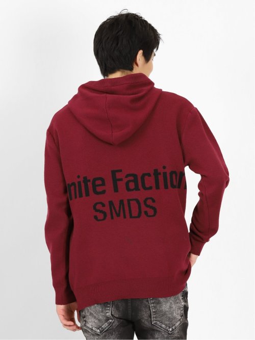 ストレッチウォッシャブル ロゴ ルーズニットプルパーカー